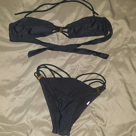 Black bikini with gold accents