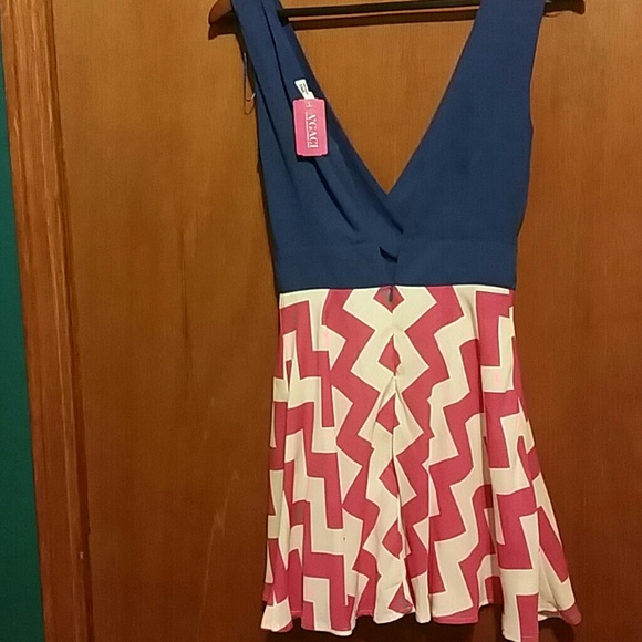 New Chevron dress. Pink, cream, navy