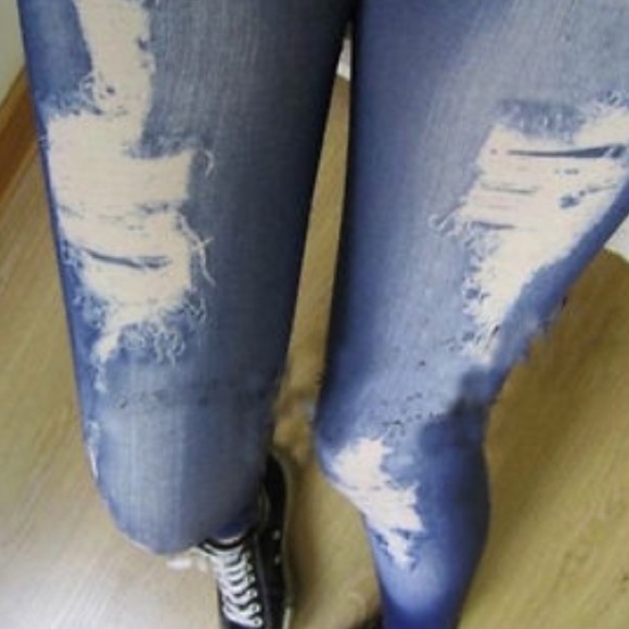 Legging fake destroyed jeans