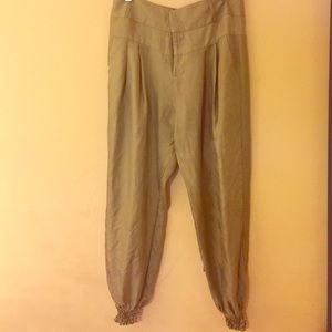 NWOT GREEN 100% SILK pants