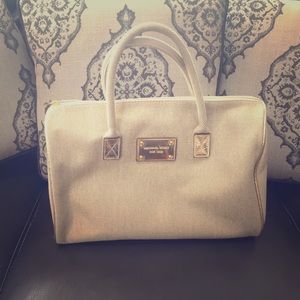 Authentic Michael Kors Tweed-like Tan & Gold Bag