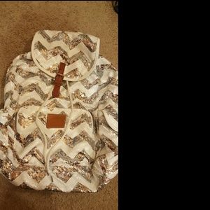 VS PINK silver and white chevron  backpack!