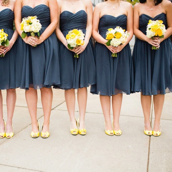 Grey strapless bridesmaid dress