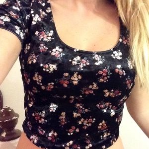 Floral Velvet Crop Top