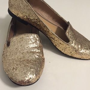Gold Sequin Loafers