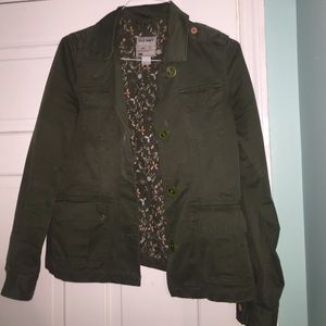 army green button up jacket