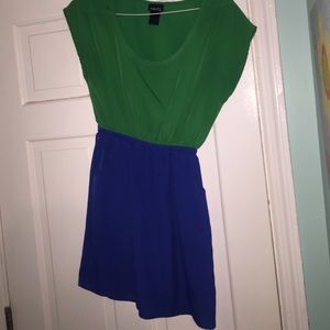 blue and green dress