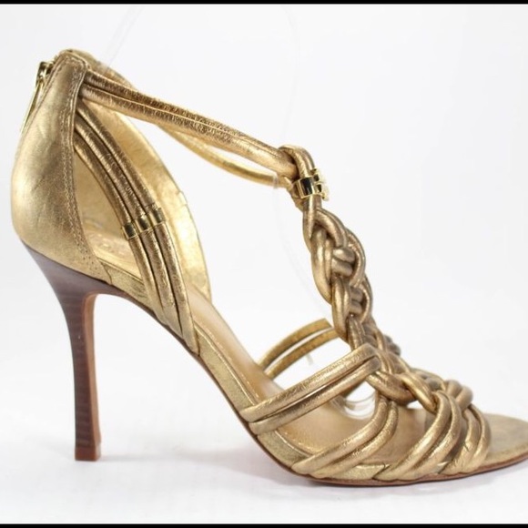 Tory Butch Constance Knotted Gold Metallic Sandals