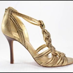 Tory Butch Constance Knotted Gold Metallic Sandals