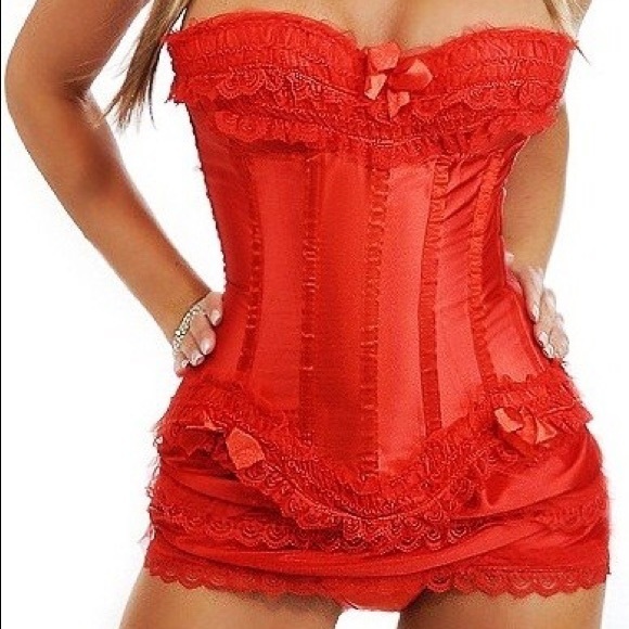 Red Underwire Burlesque Corset&Skirt