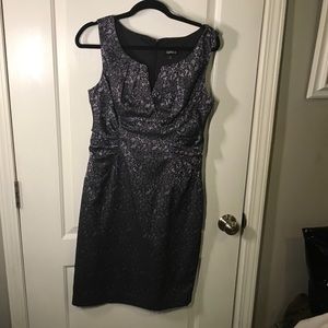 cocktail dress, pink w/black lace pattern overlay