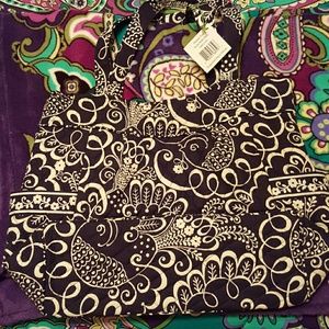 NWT Vera Bradley pleated tote Twirly Bird Navy