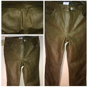 Sz 8 Women"s Genuine Olive Leather pants