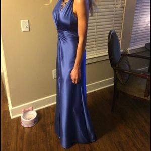Blue Evening Gown with built in jewel necklace