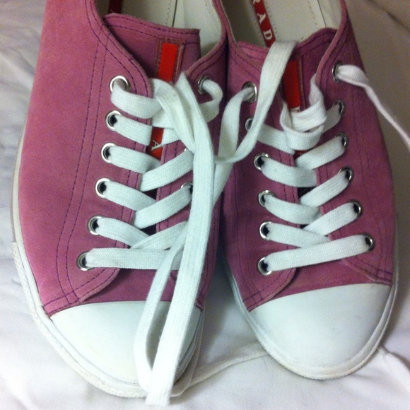 leather and suede PRADA tennis shoes