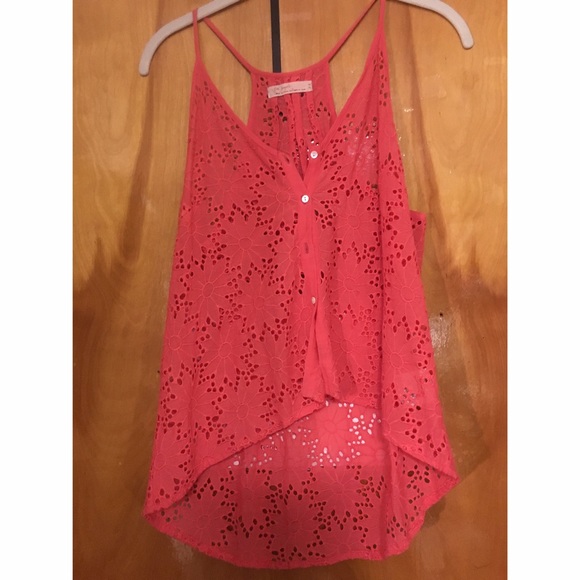 Free People Pink Eyelet Tank