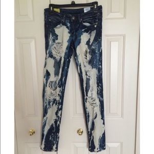 bleached and destroyed/distressed jeans