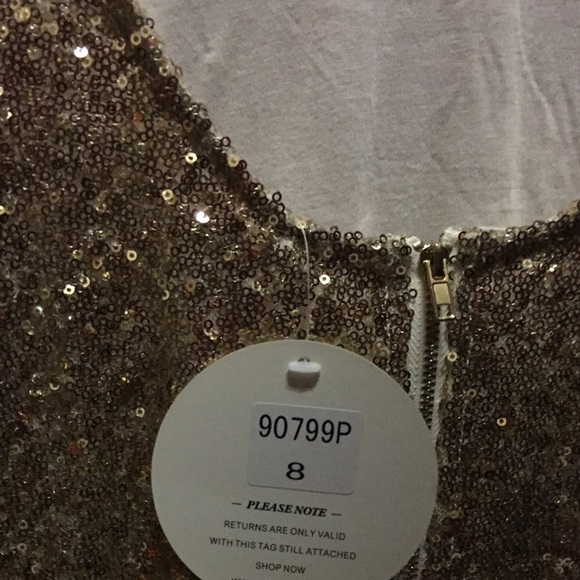 GOLD SEQUIN LOW BACK MINI DRESS SIZE US SIZE 4 NWT - Picture 3 of 4