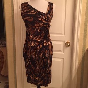Dress with asymmetrical neckline
