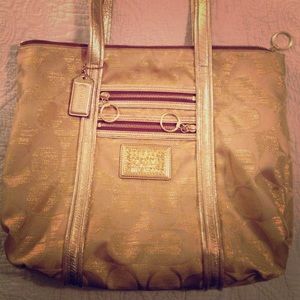 Gold Poppy Coach Purse with Dust Bag