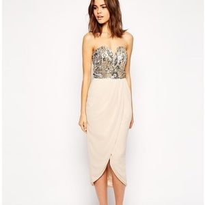 High-low Sequins dress with front slit