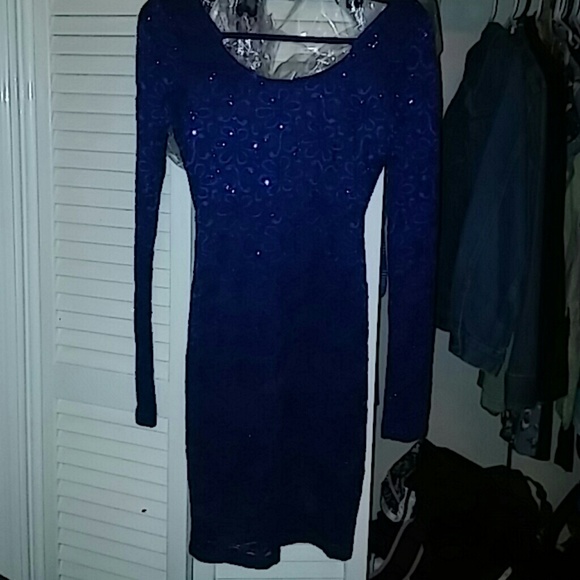 Blue sequined dress from Dillard's. - Picture 2 of 4