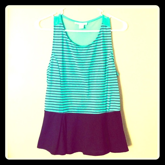 Mint & black peplum top