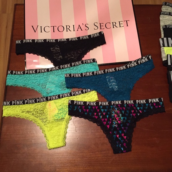 PINK Victoria's Secret Pants - 5 NWT PINK SMALL LOGO THONGS