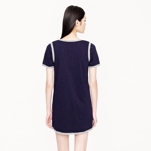 J Crew Navy Knit Tunic Dress Marled Trim S NWT - Picture 3 of 4