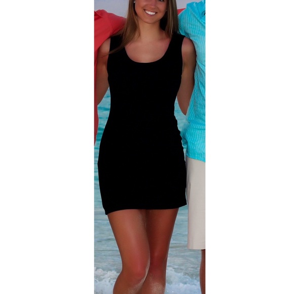 Fitted black mini dress