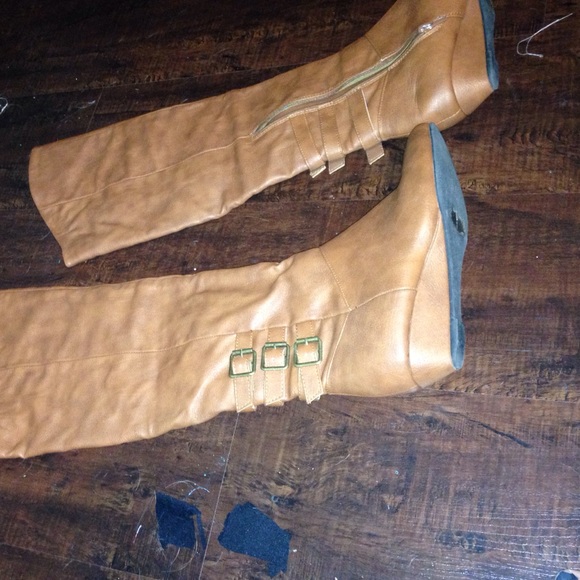 Tan knee high boots