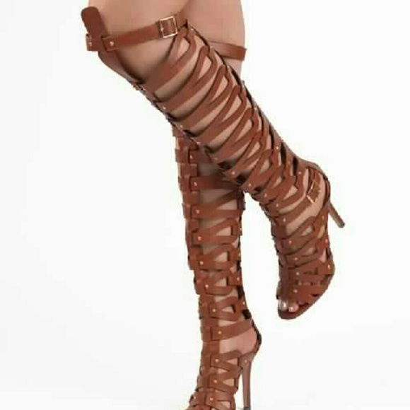 Tan gladiator heels