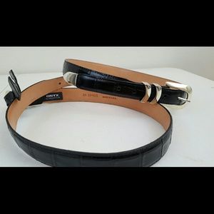 Two Onyx by Brighton Black Leather Belts