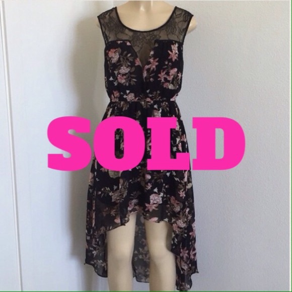 Floral lace high low dress