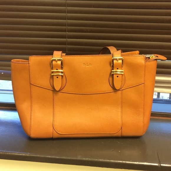 Ralph Lauren cognac tote medium size