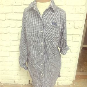 Columbia PFG dress size M Navy Plaid