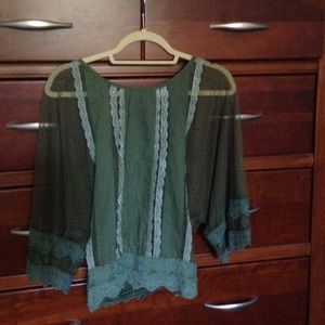 Fabulous Sky republic sheer green blouse!! Sz M