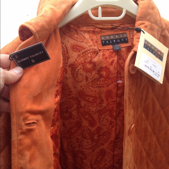 Orange quilted suede jacket - Picture 3 of 4