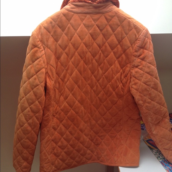 Orange quilted suede jacket - Picture 4 of 4