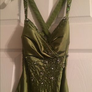 Green backless prom dress