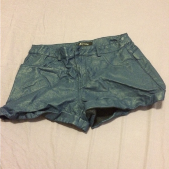 Dark blue Faux leather short