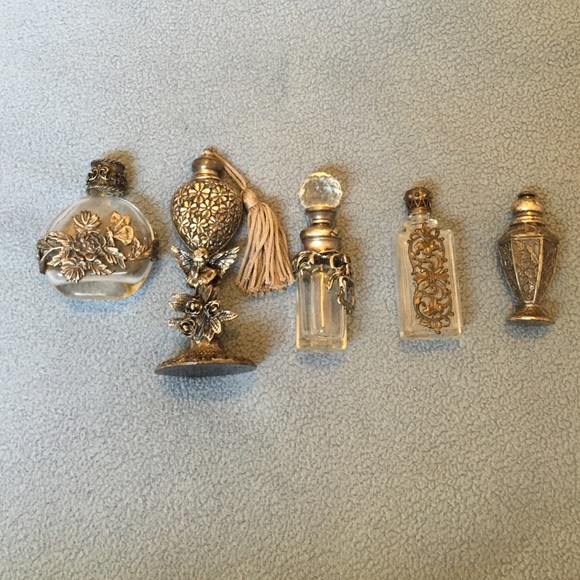5 vintage small vintages bottles perfume.