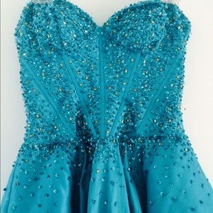 Blue Sequined Prom Dress