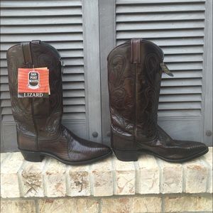 Ladies Dan Post Black Cherry genuine Lizard Boots
