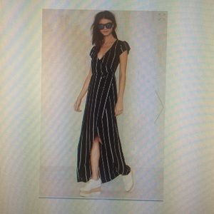 Boho Pinstriped Wrap Dress size S