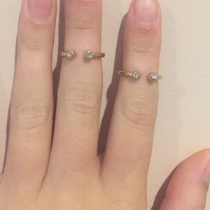 Gold and crystal midi rings