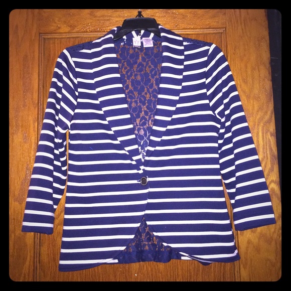 Navy and white stripped blazer