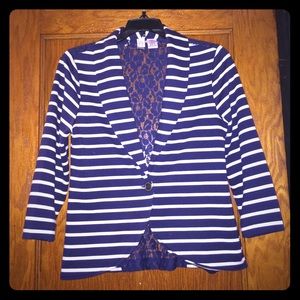 Navy and white stripped blazer