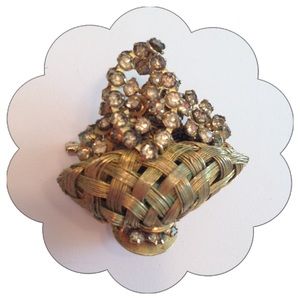 Authentic WEISS Vintage Gold Basket of Stones