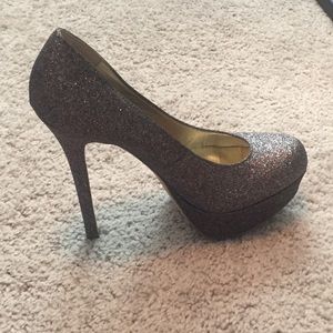 Gold glitter heels